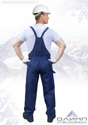 Костюм мужской летний "Буст 25" синий с васильком (куртка с полукомбинезоном)